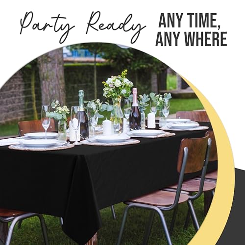 Disposable Black Plastic Tablecloth 54x108 Inch 12 Pack Thicker Premium Cover