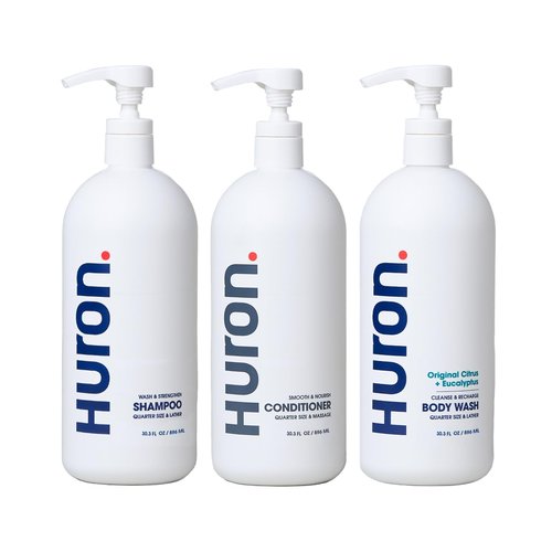 Huron Shower Kit - Hydrating Shampoo, Conditioner & Body Wash Set | Citrus & Eucalyptus Scent, 30.3 fl oz (Pack of 3)