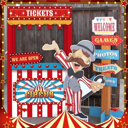 Red Carnival Photo Booth Backdrop 4x2.3 ft Party Decorations for Events