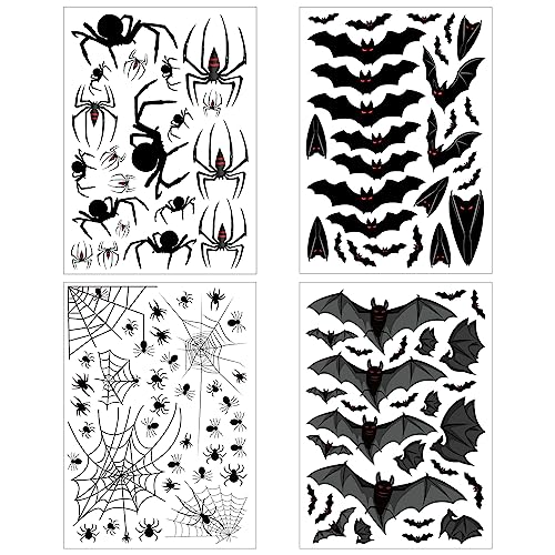 120 Pieces Halloween Bat and Spider Window Clings - Non-Adhesive Vinyl Decorations for Home & Office - Variation of THIS listing