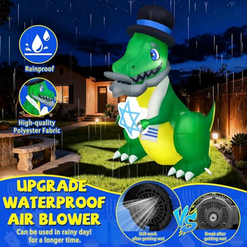 Dinosaur Inflatable Hanukkah Decoration Outdoor Yard Decor - 5FT Blow Up LED