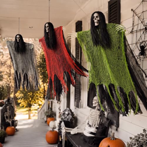 Halloween Hanging Ghost Decorations 39.5 Inches - Spooky Yard & Indoor Decor 3 Pack