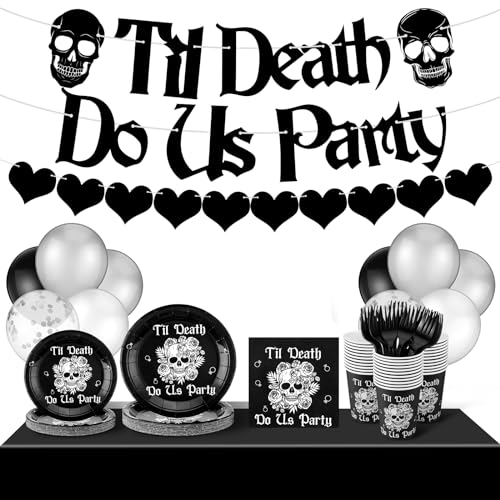 Gothic Bachelorette Party Supplies Set - 141 Pcs Decorations for 24 Guests