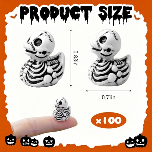 100Pcs Halloween Mini Skeleton Duck Decorations - Tiny Spooky Party Favors