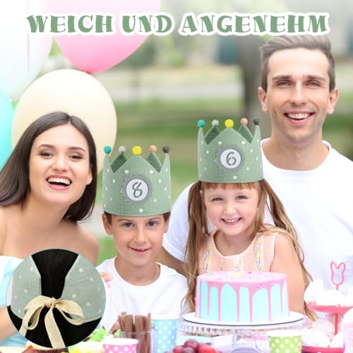 Light Green Reusable Birthday Crown with Replaceable Numbers - Fabric Party Hat