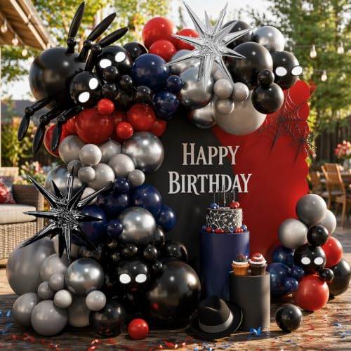 Balloon Arch Kit 130Pcs Superhero Spider Theme Party Decorations for Birthdays & Halloween