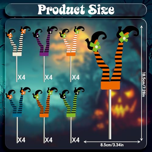 Halloween Witch Cupcake Toppers - 24 Pack Witch Boot Cake Decorations with Variation Halloween-24