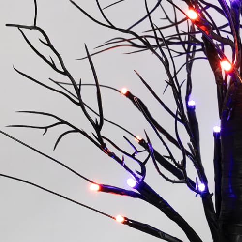 Dazzle Bright 2 Pack 20-Inch Lighted Halloween Birch Tree Decor with Spiders & Timer