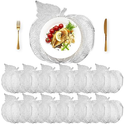 Silver Thanksgiving Pumpkin Placemats Set of 12 - Vinyl Fall Table Decor