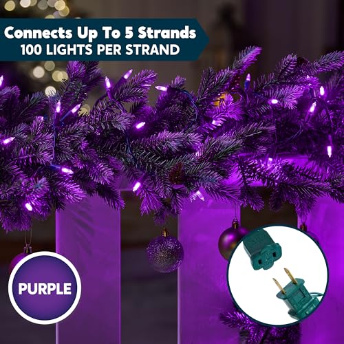 Purple LED Halloween String Lights - 100 Count, 26FT Green Wire, Indoor Outdoor Decor Variation of THIS listing