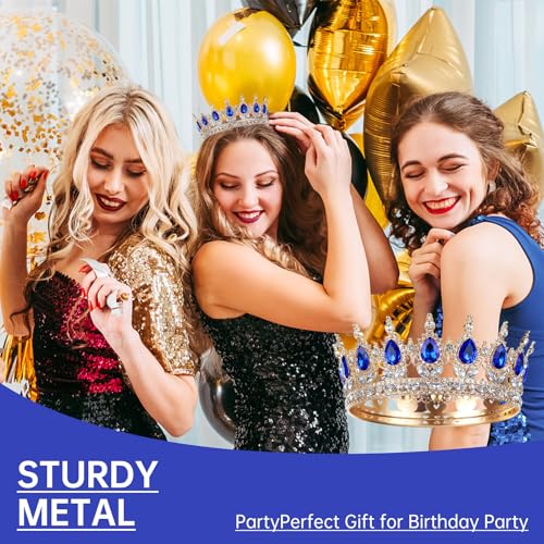 Women’s Queen Tiara Crown for Weddings Birthday Party Decorations Blue