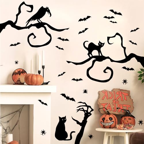 Halloween Tree Branch Cat Wall Stickers - Branch Cats Variation