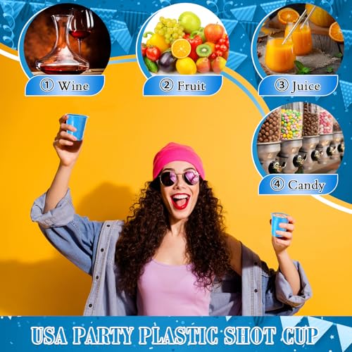 Roshtia 100 Pcs 2 oz Light Blue Plastic Shot Cups for Parties & Events