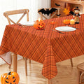 Autumn Checkered Tablecloth 60 x 120 Inch - Orange Plaid, Waterproof, Rectangular