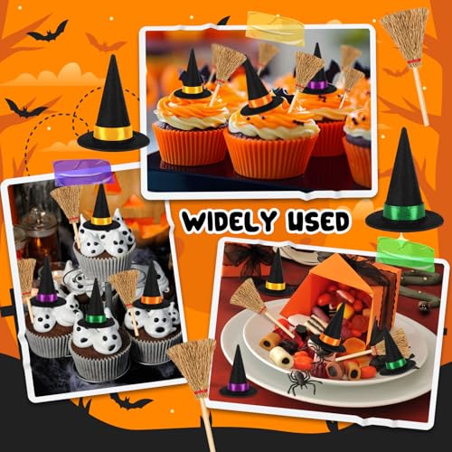 Black 32pcs Mini Witch Hat Set for Halloween Crafts & Decorations