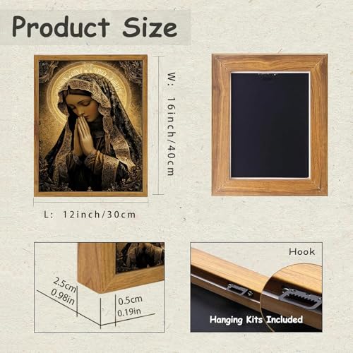 Our Lady of Guadalupe Canvas Wall Art - 16x12 Inches Religious Catholic Decor