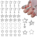 Silver 40Pcs Y2K Star Nail Charms Set with 3D Rhinestones - Multiple Styles