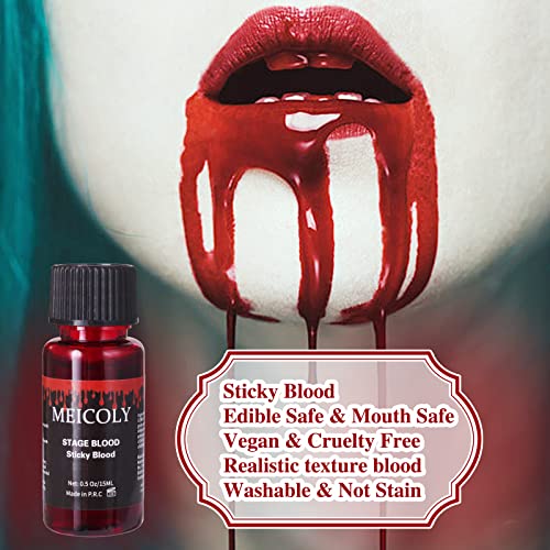 Fake Blood Washable Edible Stage Blood with 6 Capsules - Bright, 0.5 Oz