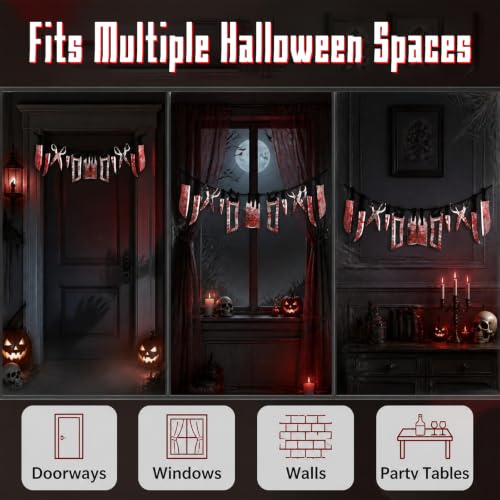 Halloween Bloody Banner Set - 4pcs Horror Decor with Blood-Splattered Props