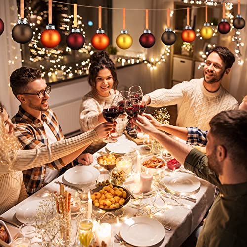 Leitee 24 Pcs Fall Ball Ornaments - Wine Red, Dark Yellow, Bronze, Coffee - Autumn Hanging Decor