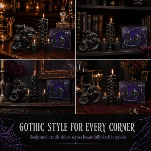 Halloween Skeleton & Snake Candles 4 Pack - Spooky Gothic Decor