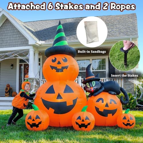6FT Halloween Inflatable Pumpkins with Black Cat and Bright LED Lights - Outdoor Yard Decor - Variation: 6FT Pumpkins
