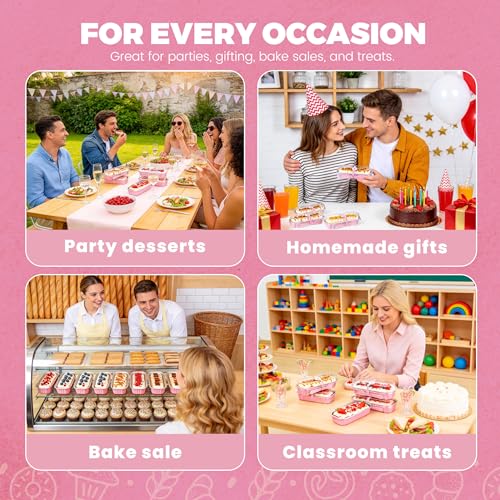 NPLUX Halloween Baking Tins with Lids - Pink 6.8oz, 200 Pack for Home Bakers