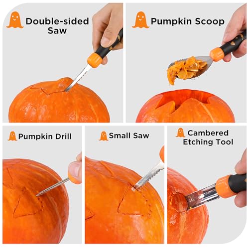 Halloween Pumpkin Carving Kit 11PCS with Stencils - Festive Pumpkin Tools Set
