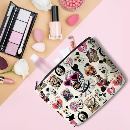 Horror Movie Clown Cosmetic Bag Small Makeup Organizer with Zipper
