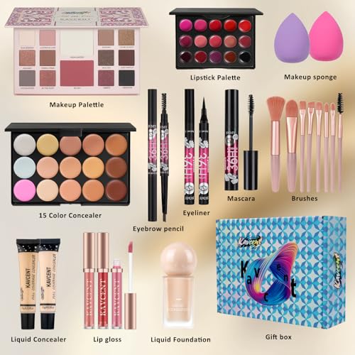 Blue Medium Makeup Gift Set for Teens Women Full Kit - Christmas Gift