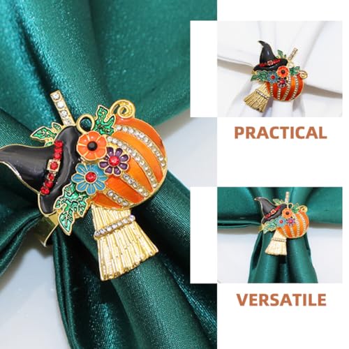 Halloween Napkin Rings Pumpkin Witch Design Set of 4 - Festive Table Decor