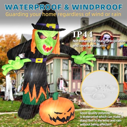 8FT Halloween Inflatable Witch Decoration with LED Lights - Black Variation