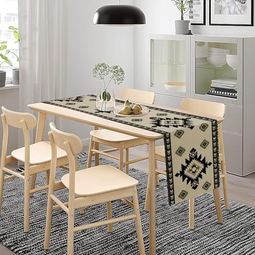 Aztec Table Runner Black-aztec 13x108in Ethnic Tribal Decor for Indoor Outdoor Dining