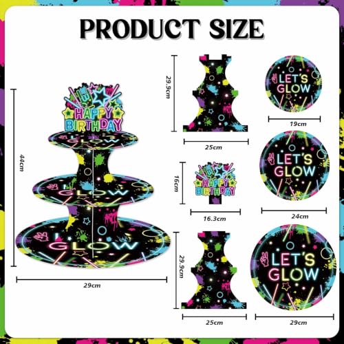 Glow in Dark Cupcake Stand 3-Tier Dessert Display for Birthdays & Parties