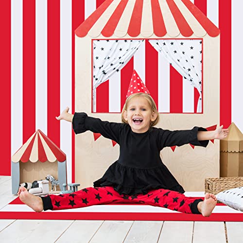 Red and White Striped Tablecloth Roll - 100 Ft Carnival Party Decor