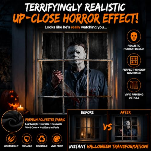 Halloween Horror Curtain Decoration - Black Window & Door Cover for Haunted House