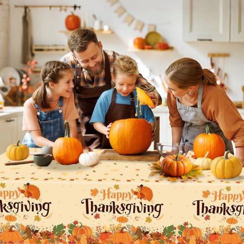Thanksgiving Tablecloths, 3 Pack 54 x 108 Inch Plastic Table Covers - Thanksgiving-2
