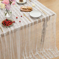 60x60 Inch White Silver Gauze Tablecloth with Silver Star Sequin for Wedding & Party - Sheer Tulle