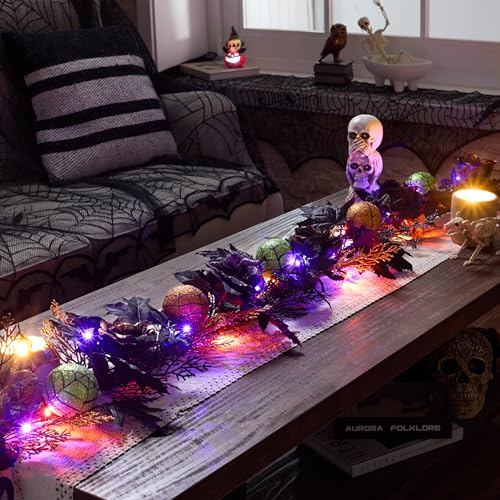 Pre-Lit Halloween Garland for Mantle & Party Decorations - 6ft