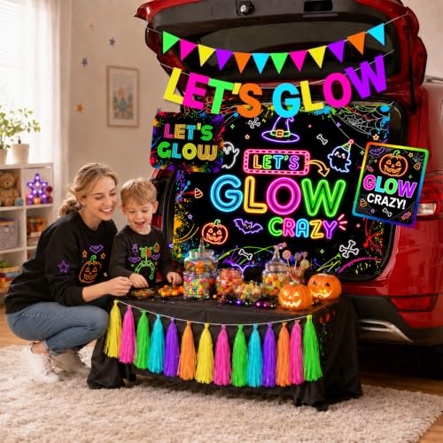 Neon Trunk or Treat Car Decorations Kit for SUV Halloween Party Outdoor