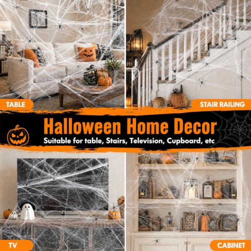 1400 Sqft Halloween Spider Web Decorations with 150 Fake Spiders - Creepy Haunted House Decor