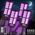 4-Pack Outdoor Solar Black Lights UV Floodlights with Motion Sensor & Remote for Halloween Glow Parties