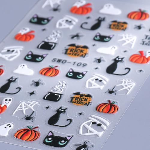 Halloween Ghost Mummy Nail Stickers Set - 4 Sheets Halloween01