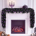 Pre-Lit Halloween Garland 6ft Black Norfolk Pine with Purple LED Lights
