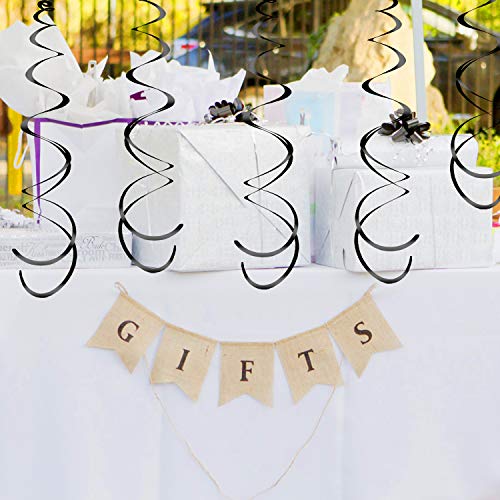 Black Hanging Swirl Decorations - 30 Pack Dazzling Ceiling Streamers for Parties