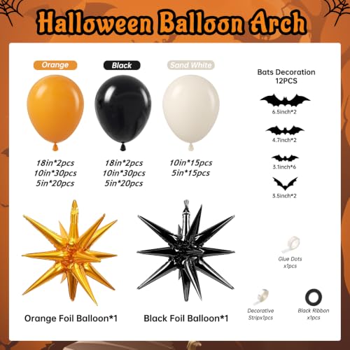 Halloween Balloon Arch Kit with Orange, Black, White Balloons & Accessories