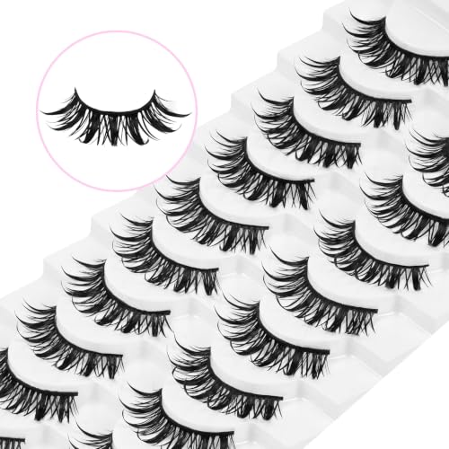 Losha Wet Look Wispy Manga Lashes - 10P Wet02 Variation, Cruelty-Free Synthetic Eyelashes