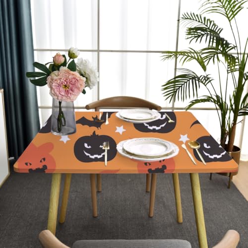 Halloween Black Bat Square Fitted Tablecloth 42x42 Inch - Elastic, Wrinkle-Free, Easy Care
