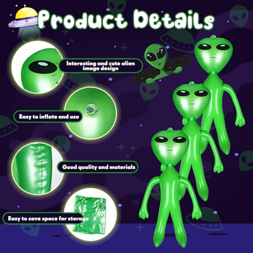 Green Inflatable Alien Balloons - 10 Pack, 18 Inch Halloween Party Decorations