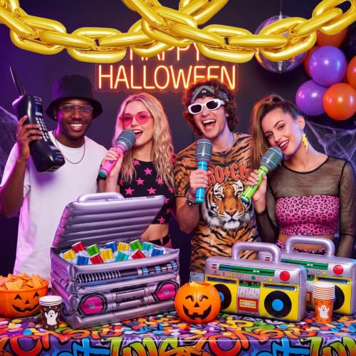 80s 90s Halloween Party Decorations Inflatable Boombox Set - Retro Costume Props
